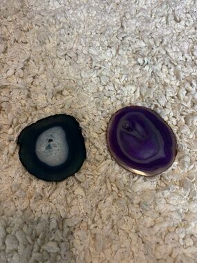 Purple and Teal Navy Blue Agate Coasters - Decorative Stone Slices